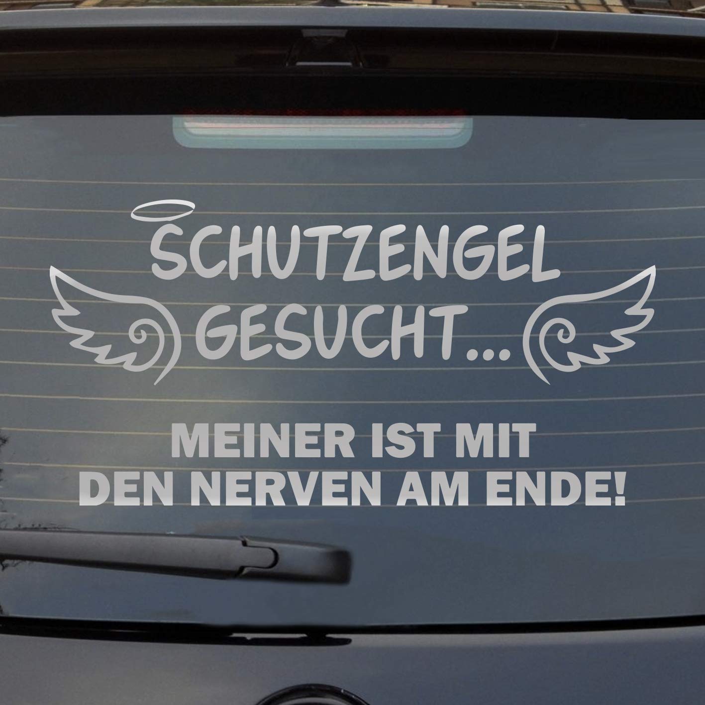 Hellweg Druckerei Schutzengel gesucht meiner ist am Ende Engel Nerven Auto Aufkleber Sticker Heckscheibenaufkleber von Hellweg Druckerei