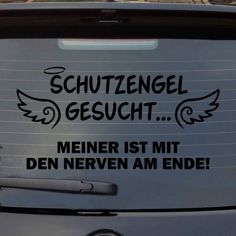 Hellweg Druckerei Schutzengel gesucht meiner ist am Ende Engel Nerven Auto Aufkleber Sticker Heckscheibenaufkleber von Hellweg Druckerei