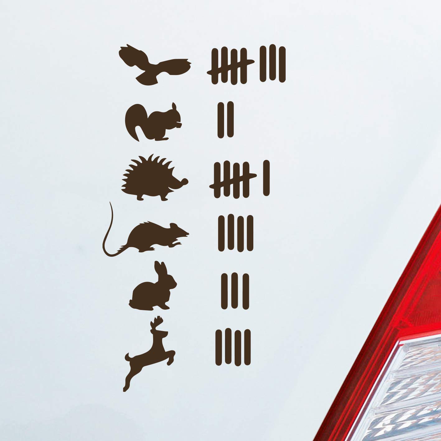Hellweg Druckerei Strichliste Liste Tuning Tiere Fun Animal Auto Aufkleber Sticker Heckscheibenaufkleber von Hellweg Druckerei