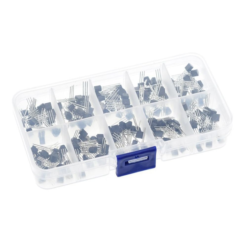 BJT Transistor, Transistoren Assortment Kit, Leistungstransistor Sortiment Kit, Transistor Set, 200 Stück, mit Aufbewahrungsbox, BC337 BC327 2N2222 2N2907 2N3904 2N3906 S8050 S8550 A1015 C1815 BJT Transistor, Transistoren Assortment Kit, Leistungstransistor Sortiment Kit, Transistor Set, 200 Stück, mit Aufbewahrungsbox, BC337 BC327 2N2222 2N2907 2N3904 2N3906 S8050 S8550 A1015 C1815 von Helweet