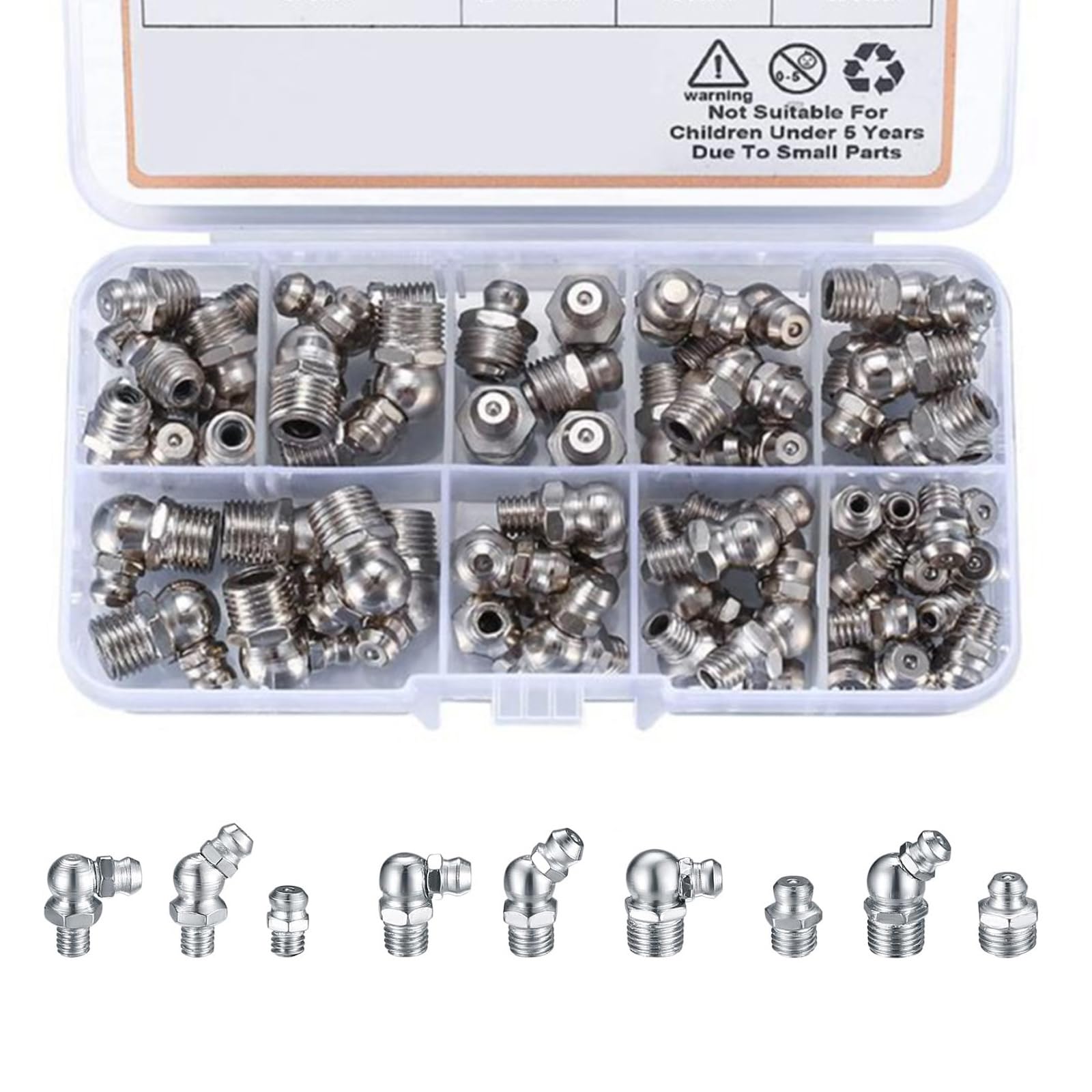 Schmiernippel Sortiment, Kegelschmiernippel für Schmierpressen, Abschmiernippel, Hydraulik Fettnippel, Schmiernippel Fettnippel, Kegelnippel für Schmierpressen, Kegelschmiernippel Set, M6M8M10,60Stück Schmiernippel Sortiment, Kegelschmiernippel für Schmierpressen, Abschmiernippel, Hydraulik Fettnippel, Schmiernippel Fettnippel, Kegelnippel für Schmierpressen, Kegelschmiernippel Set, M6M8M10,60Stück von Helweet