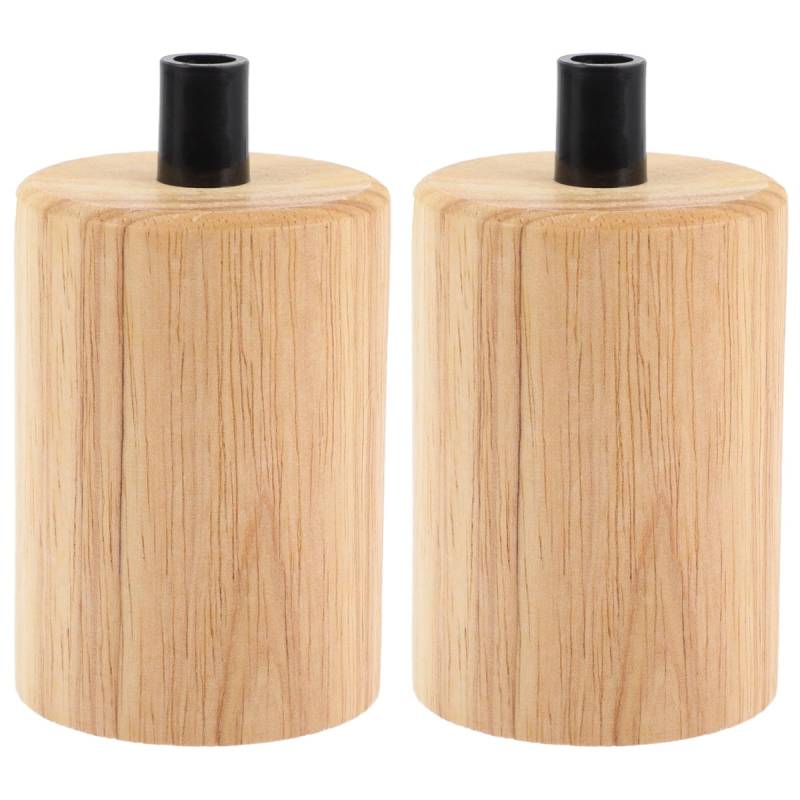 Hemobllo E27 Lampenfassung - 2 Stück Holz Lampensockel, Vintage Hängelampenfassung Kleiner Tischlampensockel Lampenfassung Ersatz E27 Schraube Glühbirnenfassung von Hemobllo