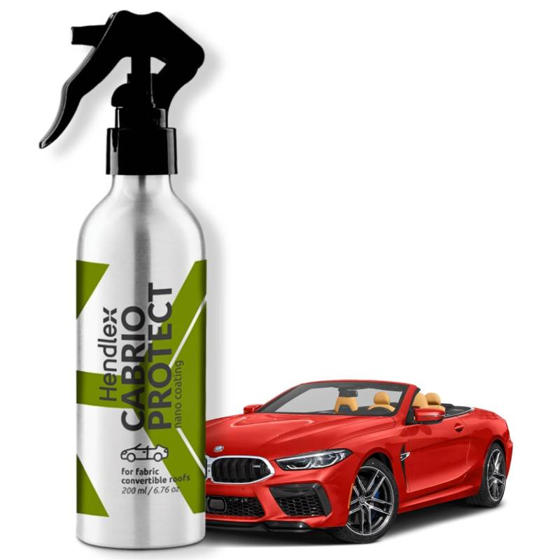 Hendlex Cabrio Protect, Cabrio Verdeck Imprägnierung, Cabrio Verdeck Reiniger und Schutzspray, Wasserdicht, Schmutzabweisend, Nano-Beschichtung für Cabrioverdecke, 200ml von Hendlex