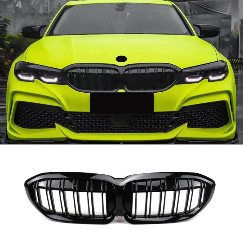 Hengjiayao G20 Kühlergrill für BMW 3er G20 G21 Schwarze Nieren kamera G20 G21 PRE Sport Grill G21 Vorne Nieren Doppelsteg Grill 2019-2022 Glanz Schwarze (For 3er G20 2019-2022) von Hengjiayao