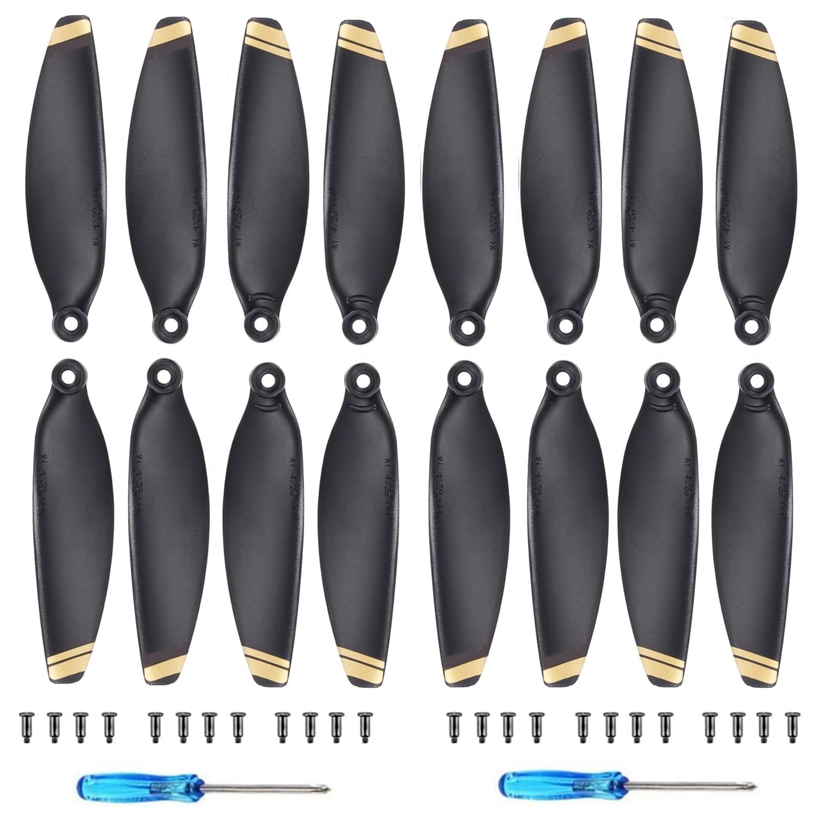 Hengrongshen 16 Pcs Mini 2 SE/4K/SE/2 Propeller, Low-Noise & Stabil Drohne Mini 2/4K/SE/2 SE Zubehör Propeller für Drohnenersatz (Gold) von Hengrongshen