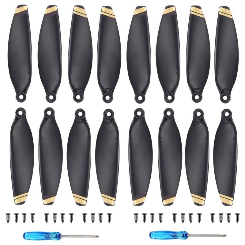Hengrongshen 16 Pcs Mini 2 SE/4K/SE/2 Propeller, Low-Noise & Stabil Drohne Mini 2/4K/SE/2 SE Zubehör Propeller für Drohnenersatz (Gold) von Hengrongshen