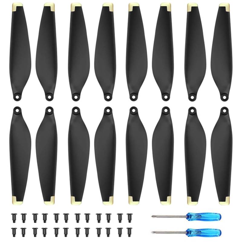 Hengrongshen Mini 3 Propeller, 16 Pcs Drohne Mini 3 Propeller mit 24 Schrauben und 2 Schraubendreher, Mini 3 Zubehör für Drohnenersatz, Low-Noise & Quick Release Propeller (Gold) von Hengrongshen