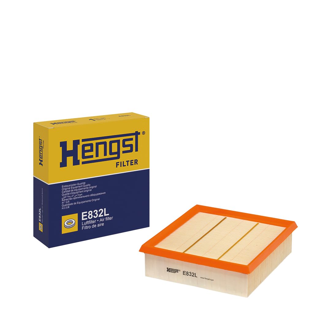 HENGST Luftfilter Type E832L - Luftfilter-Einsatz für PKW - Luftfilter Auto, Auto Ersatzteile, Auto Luftfilter, Luftfiltration Automotive, Dieselmotor, Ottomotor von Hengst