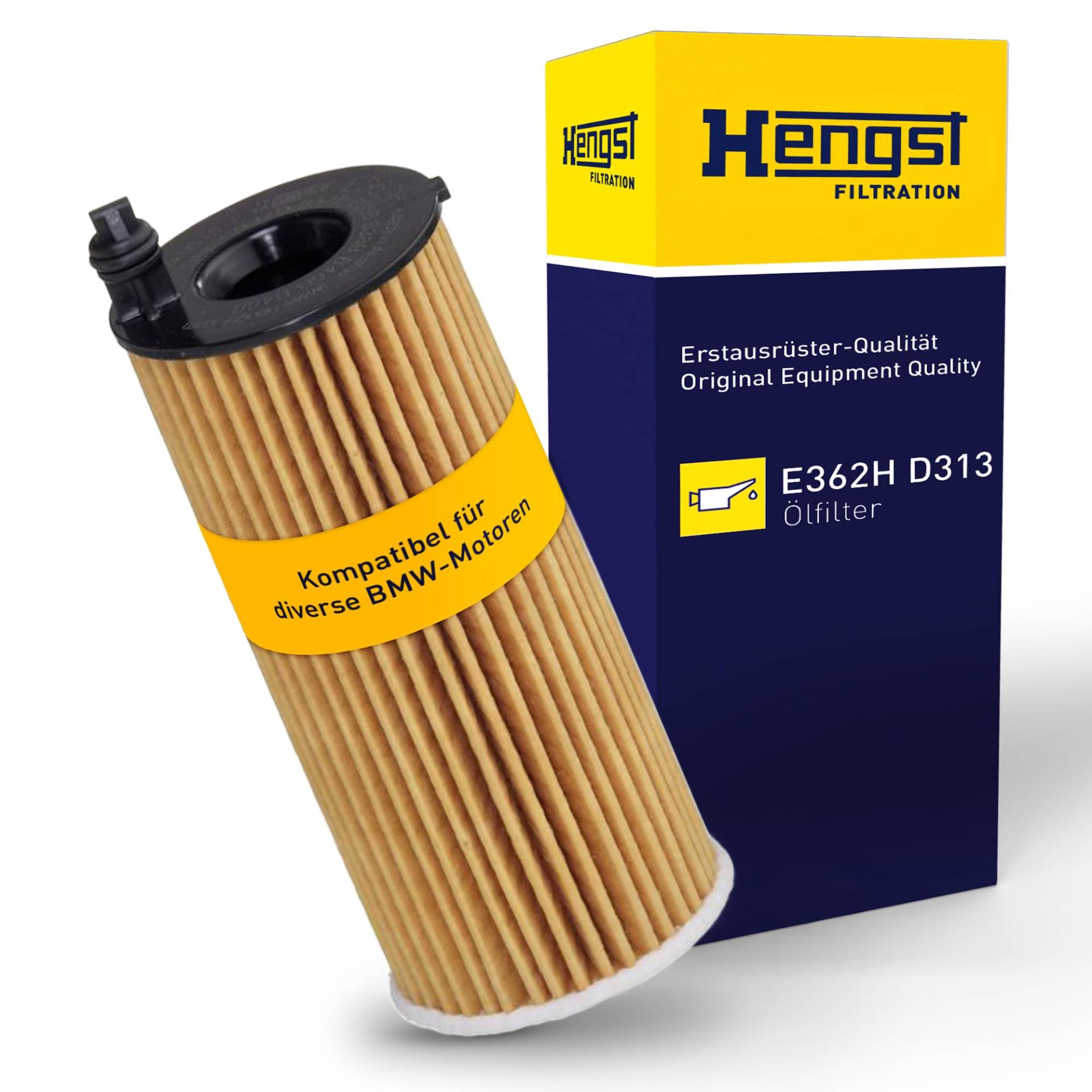 HENGST Ölfilter Type E362H D313 - Ölfilter-Einsatz, Dichtungssatz für PKW - Ölfilter Auto, Motorölfilter, Filter für Autos von Hengst