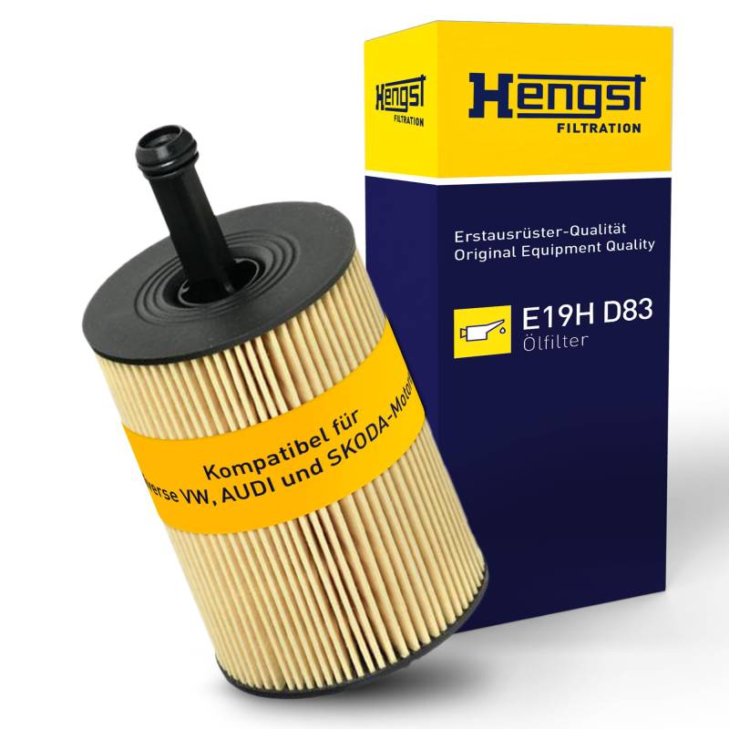 HENGST Ölfilter Type E19H D83 - Ölfilter-Einsatz, Dichtungssatz für PKW - Ölfilter Auto, Motorölfilter, Filter für Autos von Hengst