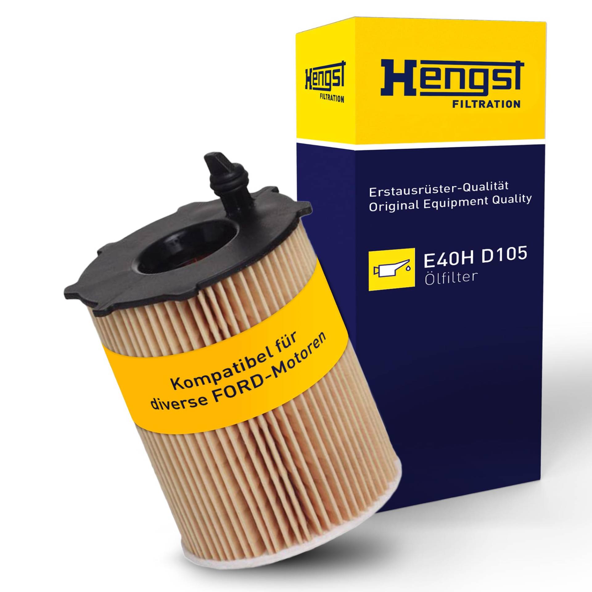 HENGST Ölfilter Type E40H D105 - Ölfilter-Einsatz mit Dichtungssatz für PKW - Ölfilter Auto, Motorölfilter, Filter für Autos von Hengst