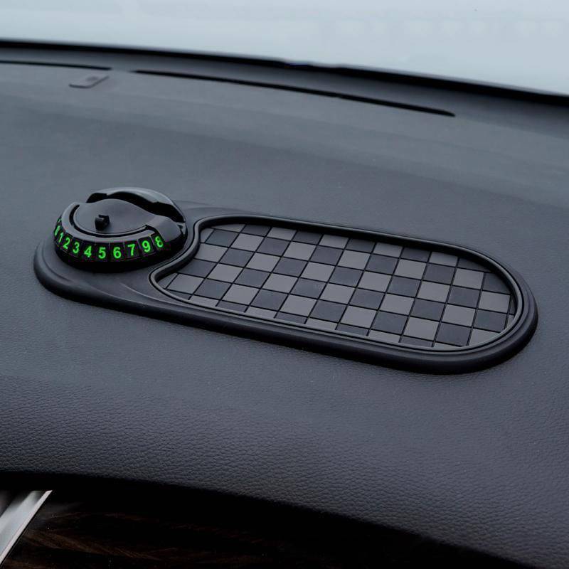 Universelle Anti-Rutsch-Matte fürs Armaturenbrett mit 360° drehbarer Handyhalterung, Mehrzweck-Anti-Rutsch-Matte fürs Auto mit Parknummernblock (Grau Schwarz) von Hengxuan
