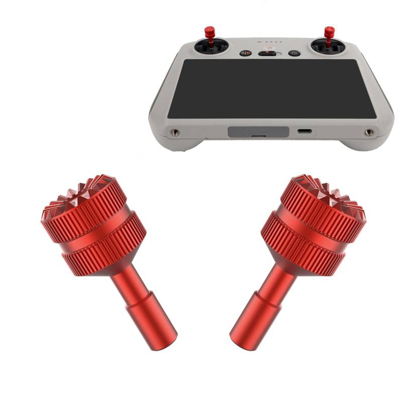 Hensych 1 Paar 2 g Joystick aus Aluminiumlegierung für Mini 3 Pro mit Bildschirm-Fernbedienung, Daumen-Wippstab, abnehmbare Joystick-Stange für D-J-I RC-Zubehör (rot) von Hensych
