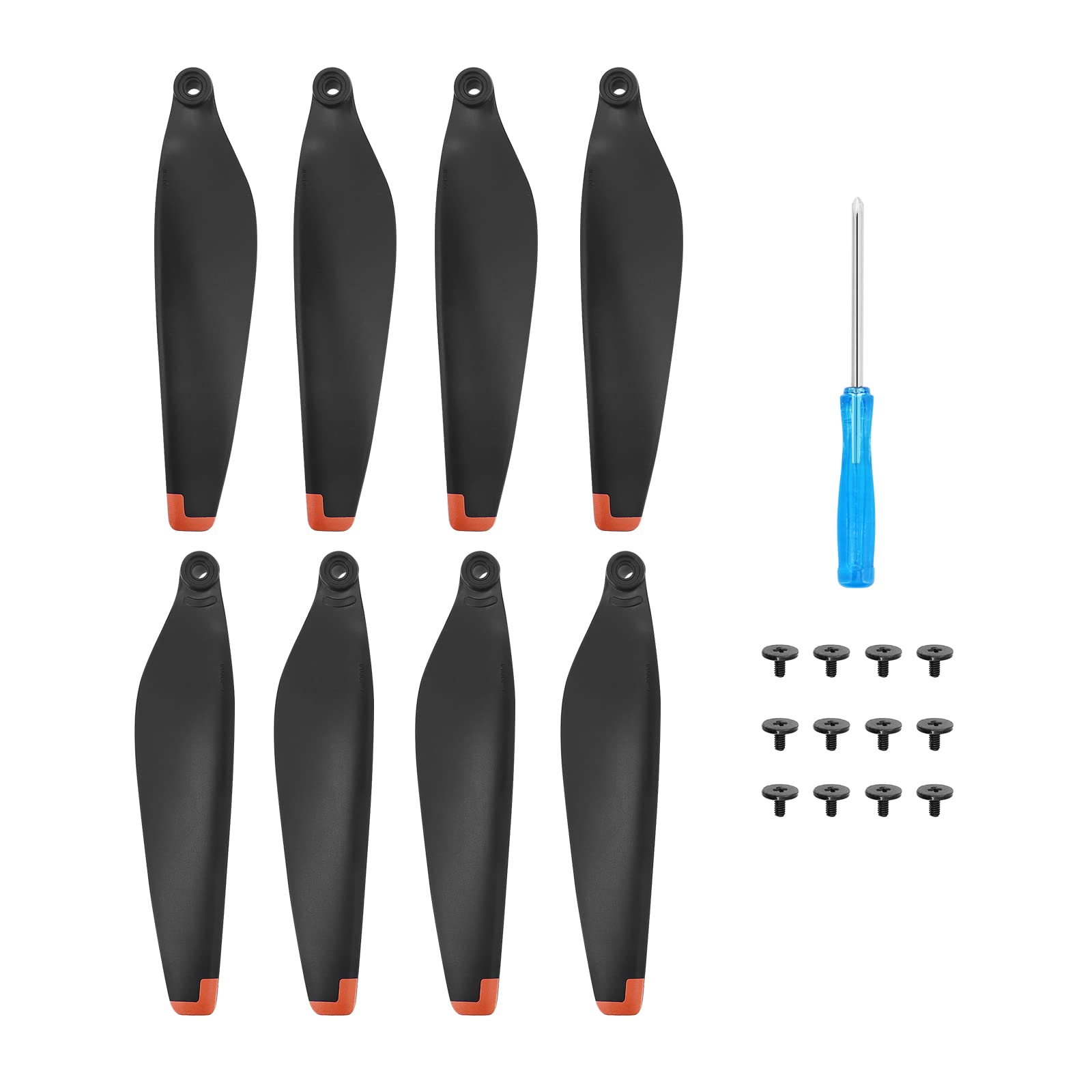 Hensych 8St CW CCW 6030F Faltbar Wenig Lärm Ruhiger Flug Flügel Fans Propeller Ersatz Ersatzteile für Mavic Mini 3 Pro Drohne, Doppelseitig Bunte Streifen Propellerblätter(Schwarz-Orange) von Hensych