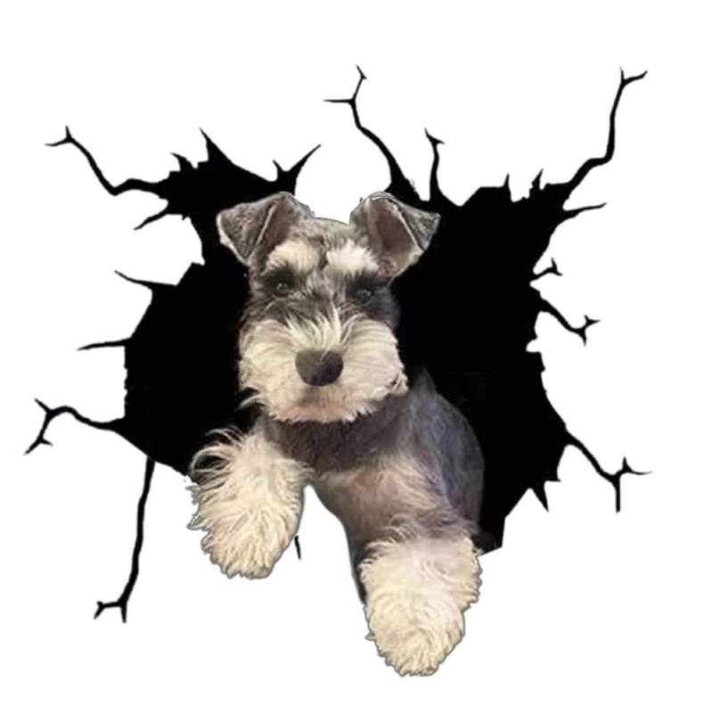 4er Set 3D Hund Aufkleber Autoaufkleber, Lustiger Hund im Riss Vinyl Autoaufkleber Wandaufkleber Auto Dekoration Für Autofenster Stoßfänger Lustige Deko Styling süß Hund Decal Heckscheibendekor Dekor von Herbests