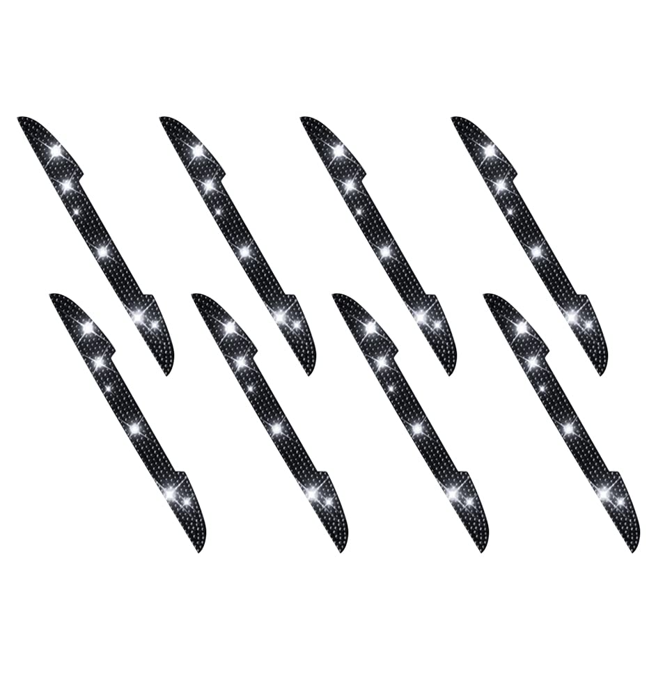 Auto Türkantenschutz Aufkleber,18 Pcs Kristall Bling Diamant Gummi Türkantenschoner Türkantenschutz Aufkleber Selbstklebend Antikollisionsstreifen für Rückspiegel,Außentürgriffe Autotüre,Schwarz von Herbests