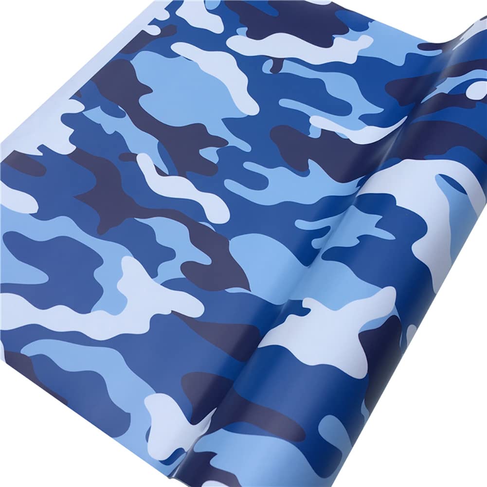 Herbests Selbstklebend Vinyl Autofolie,152cmx30cm Camouflage Auto Folie Selbstklebend Wasserdichter Auto Schutz Folie Lackschutzfolie DIY Vinyl Folie Autoaufkleber für Auto Motorrad Fahrrad,Blau von Herbests