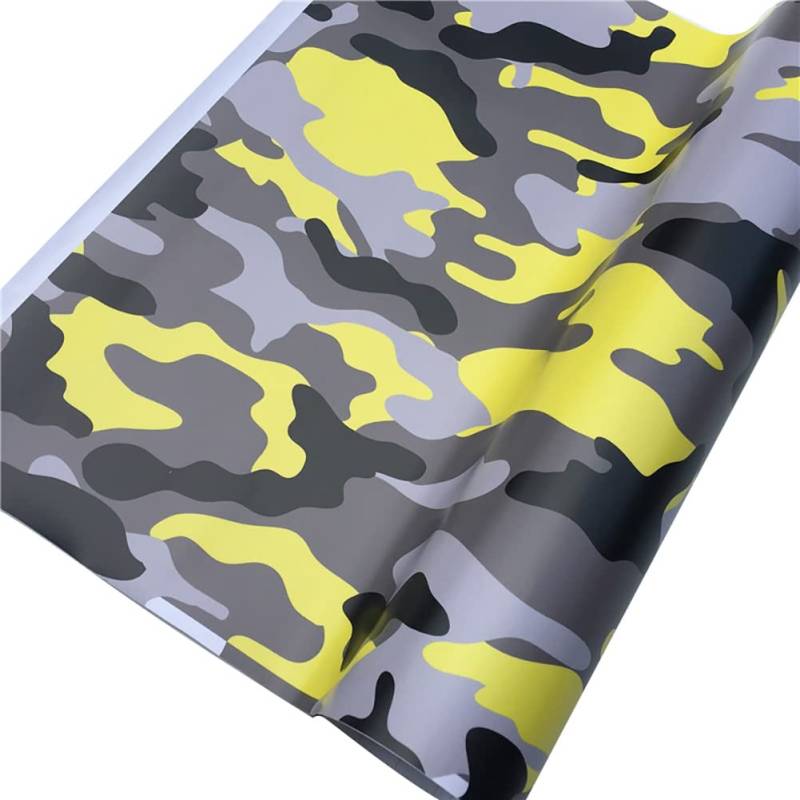 Herbests Selbstklebend Vinyl Autofolie,152cmx50cm Camouflage Auto Folie Selbstklebend Wasserdichter Auto Schutz Folie Lackschutzfolie DIY Vinyl Folie Autoaufkleber für Auto Motorrad Fahrrad,Gelb von Herbests