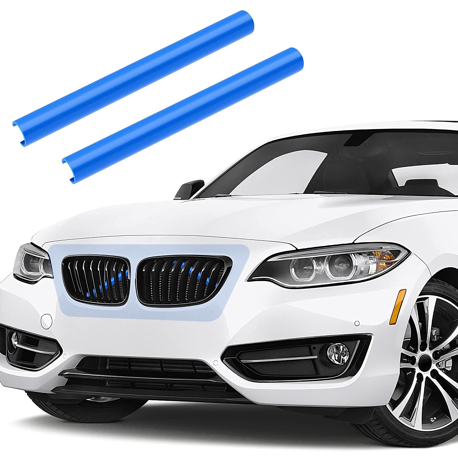 Herbests Streifen Kühlergrill Einsatz Zierleiste für BMW X3 F25 G01 X4 G02 X5 G05,Auto Frontgrill Abdeckung Dekoration Trim 2 Stück Kompatibel für BMW X3 X4 X5 2018-2021 Autozubehör von Herbests
