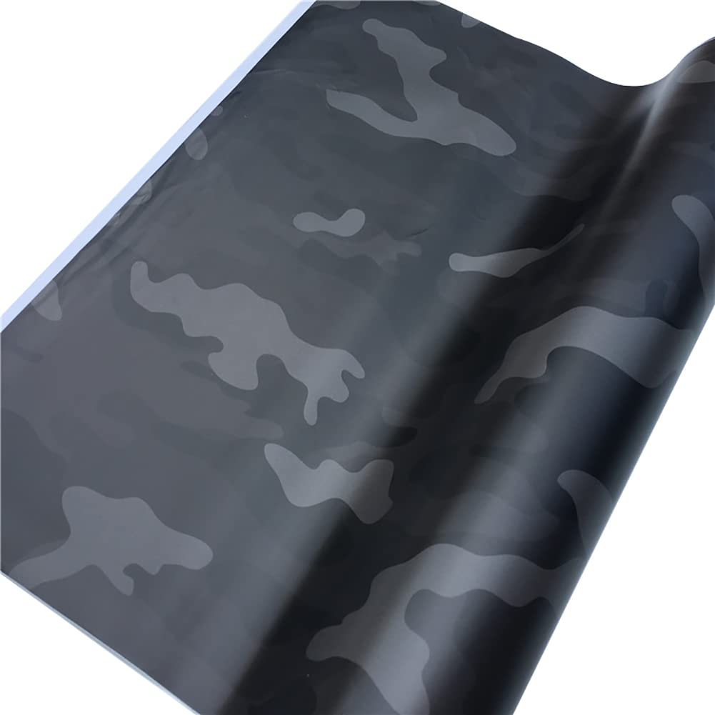 Selbstklebend Vinyl Autofolie,152cmx50cm Camouflage Auto Folie Selbstklebend Wasserdichter Auto Schutz Folie Lackschutzfolie DIY Vinyl Folie Autoaufkleber für Auto Motorrad Fahrrad,Schwarz von Herbests