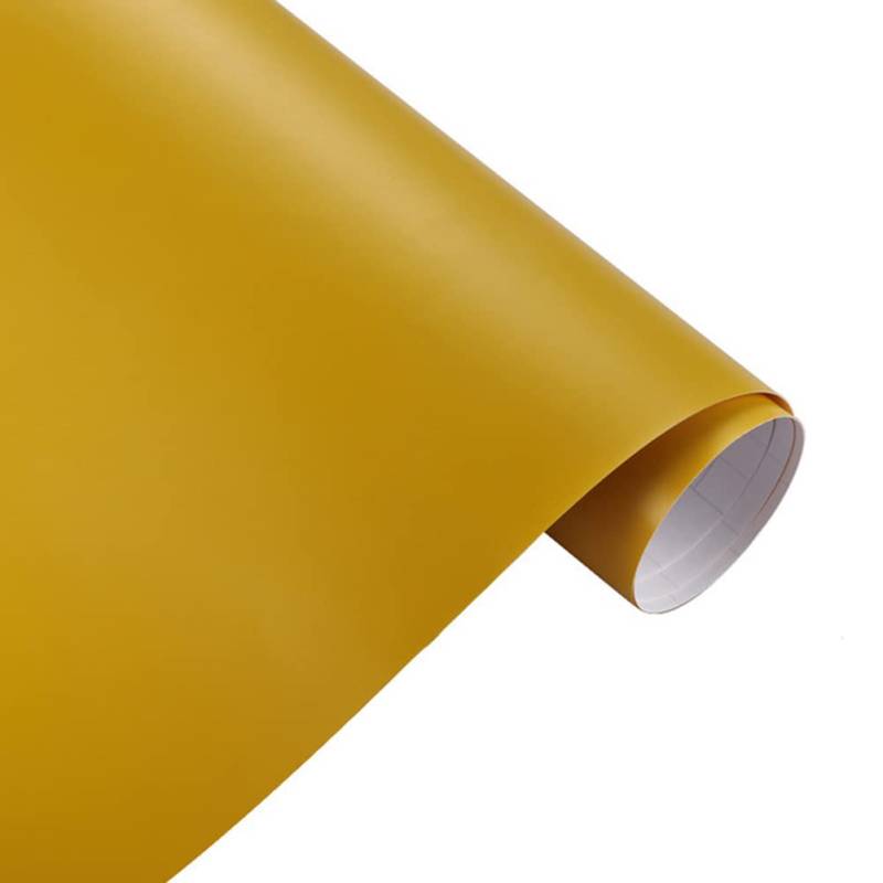 Selbstklebende Vinyl Autofolie, Blasenfrei Schutzfolie Lackschutzfolie DIY PVC Wrap Styling Aufkleber für Innen Außen, Auto Motorrad, Gelb 50 * 200cm von Herbests