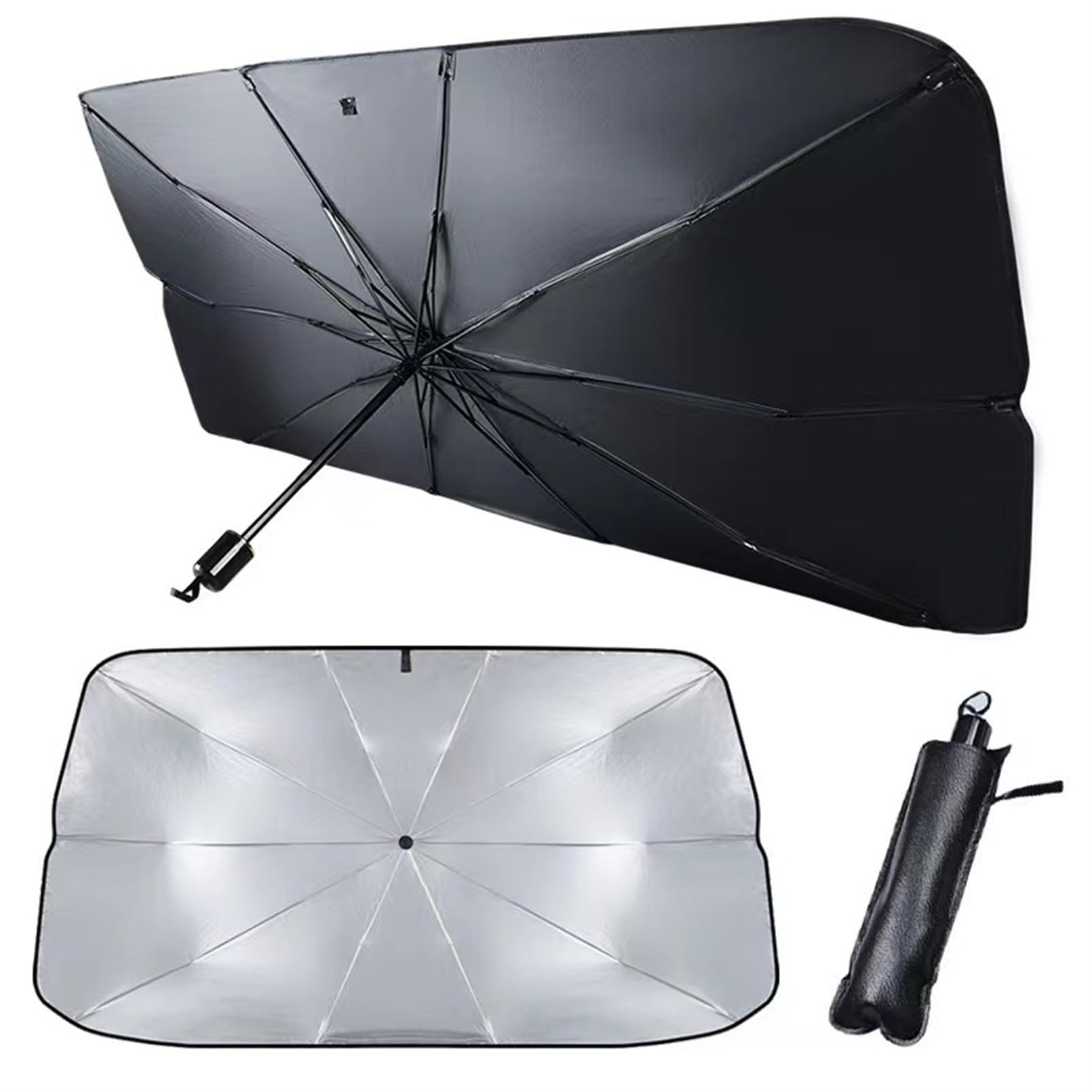 Sonnenschutz Auto Windschutzscheibe Regenschirm Faltbarer UV-Schutz Sonnenschirm für die Windschutzscheibe für die meisten Autos (A,65 * 125cm) von Herfair