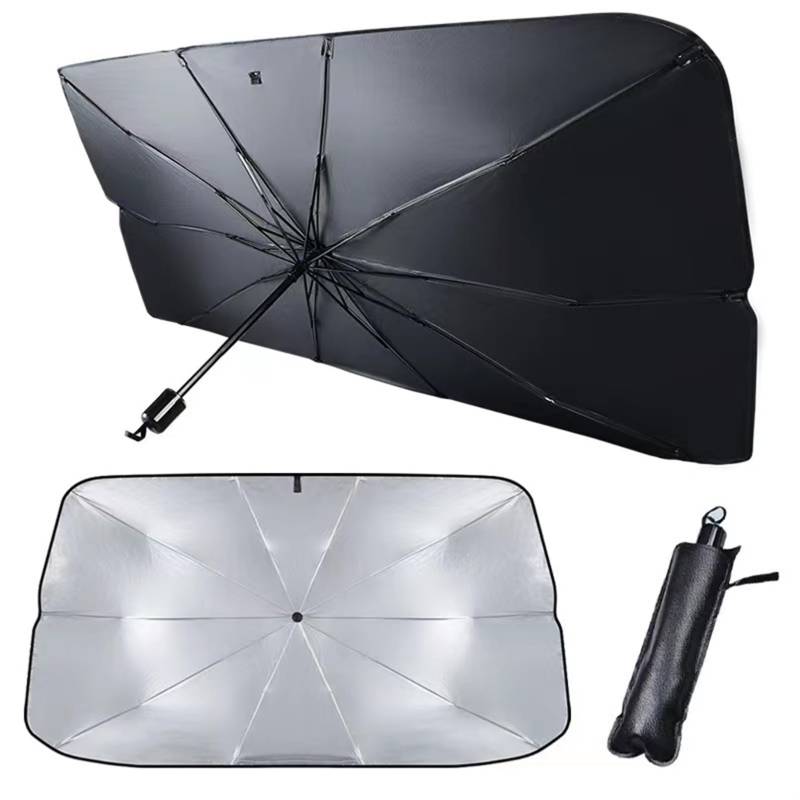 Sonnenschutz Auto Windschutzscheibe Regenschirm Faltbarer UV-Schutz Sonnenschirm für die Windschutzscheibe für die meisten Autos (A,79 * 140cm) von Herfair