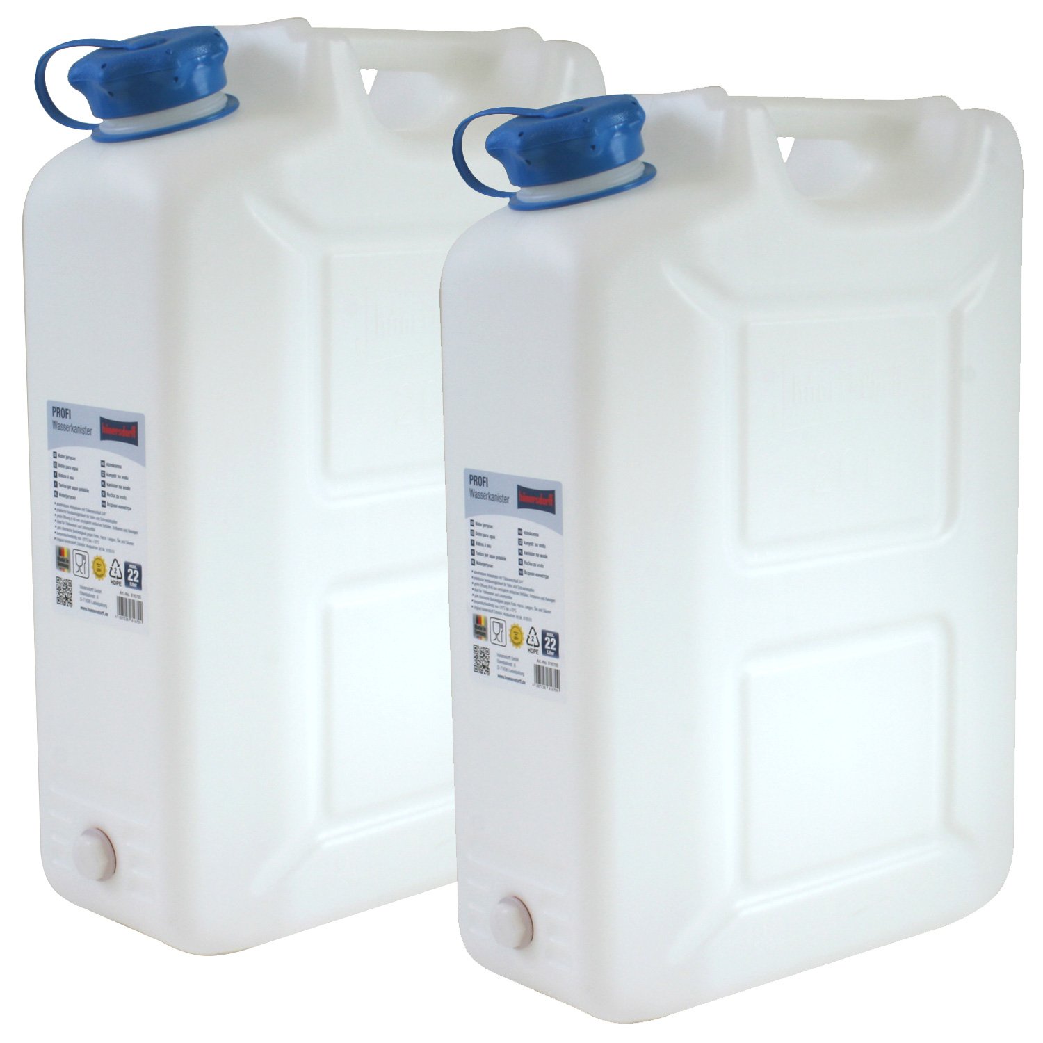 2x Wasserkanister PROFI 20 Liter mit Hahn NEU Trinkwasser-Kanister 2er Set 20L von Hergestellt für BAUPROFI