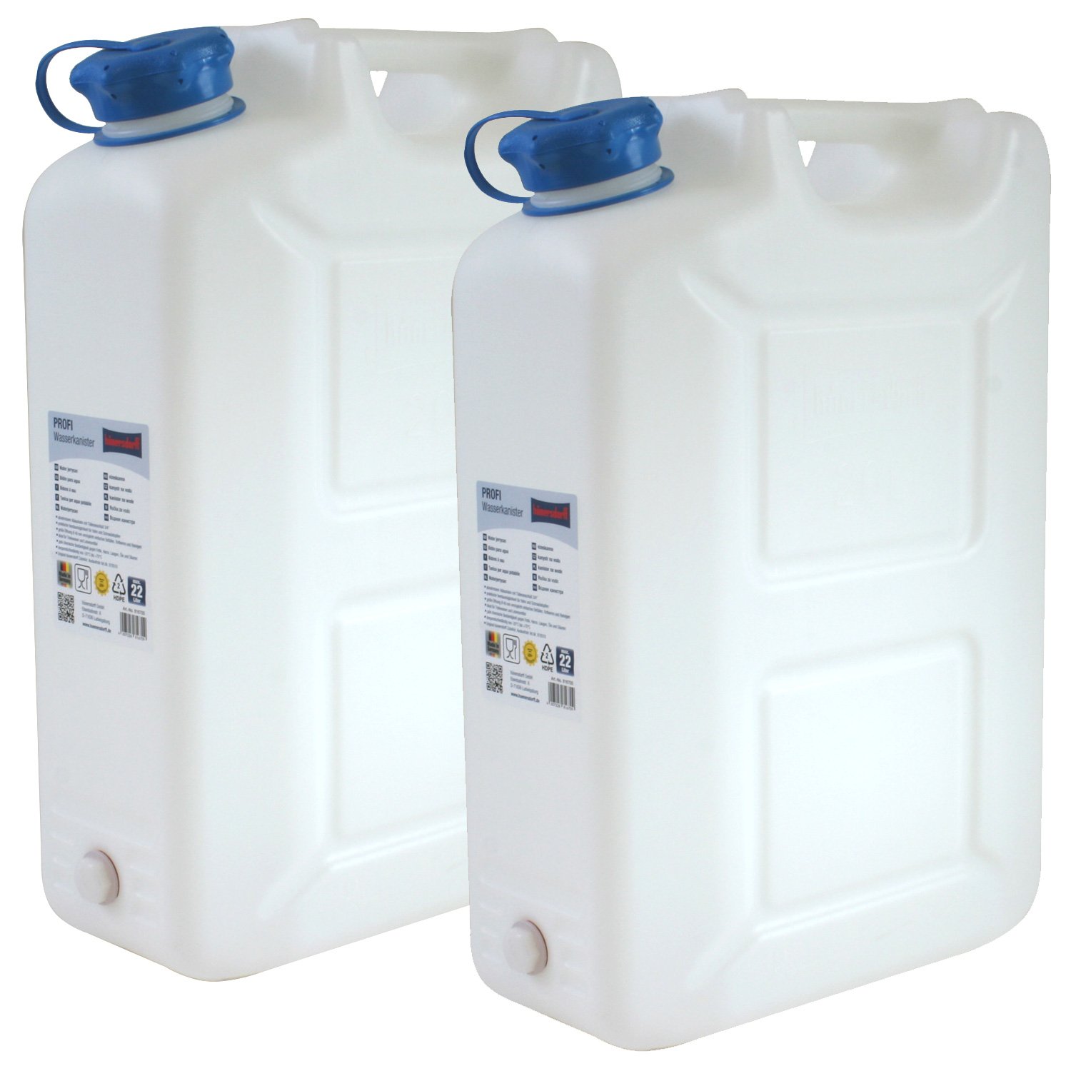 2x Wasserkanister PROFI 20 Liter mit Hahn NEU Trinkwasser-Kanister 2er Set 20L 2x Wasserkanister PROFI 20 Liter mit Hahn NEU Trinkwasser-Kanister 2er Set 20L von Hergestellt für BAUPROFI