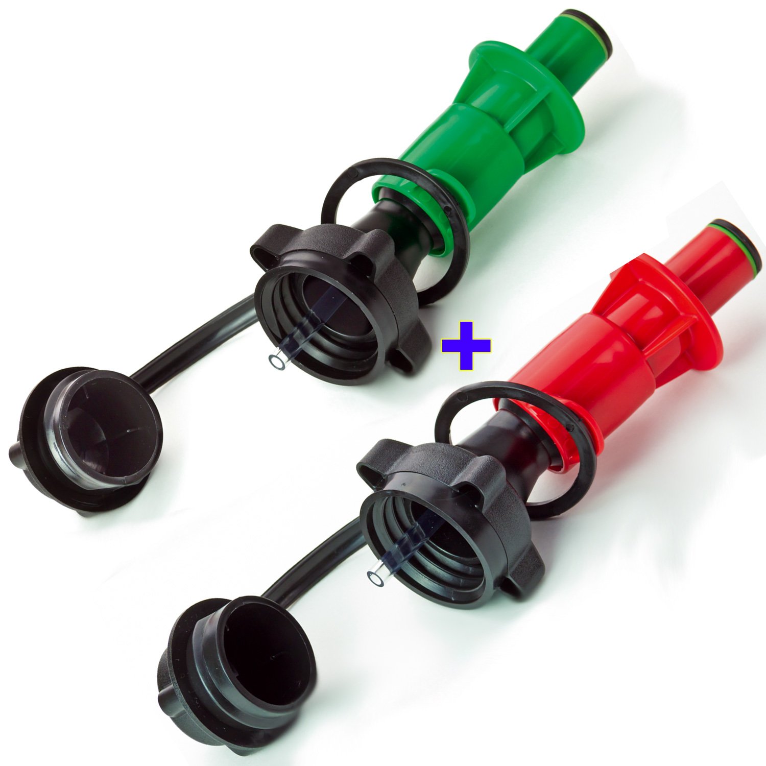 Hergestellt für BAUPROFI 2er Set: Sicherheitseinfüllsystem in Rot (Kraftstoff) + Grün (Kettenöl) 2 Stück von Hergestellt für BAUPROFI