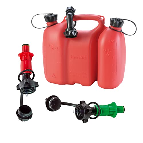 Hergestellt für BAUPROFI Doppelkanister rot 3+1,5 Liter inkl. 1 Ausgiesser und 2X Sicherheits-Einfüllsysteme (grün + rot) von Hergestellt für BAUPROFI