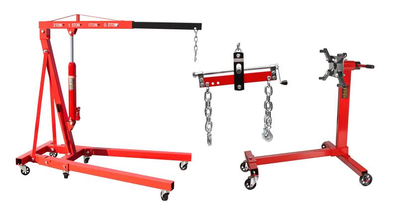 Herkules Werkzeuge Werkstattkran 2 to. + Motorheber Positionierer + Motorständer Motorhalter 454 kg von Homry