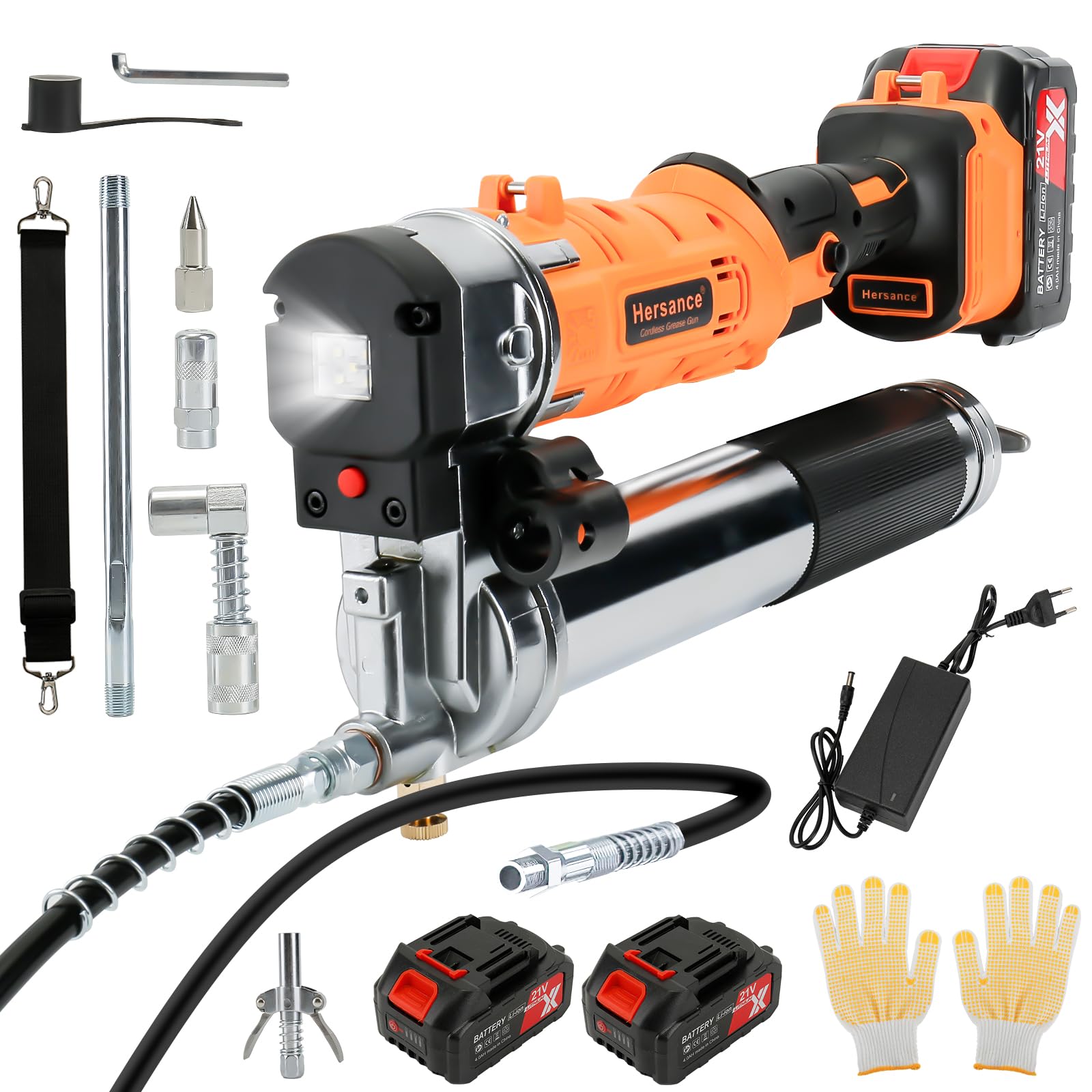 Hersance Akku Fettpresse, 2-in-1 Elektrische Fettpresse mit 2 * 4000mAh Batterien und Ladegerät, 10.000 PSI Elektrische Fettpresse mit 3 Kupplungen, 39.4 Inch Schlauch und Aufbewahrungskoffer Hersance Akku Fettpresse, 2-in-1 Elektrische Fettpresse mit 2 * 4000mAh Batterien und Ladegerät, 10.000 PSI Elektrische Fettpresse mit 3 Kupplungen, 39.4 Inch Schlauch und Aufbewahrungskoffer von Hersance