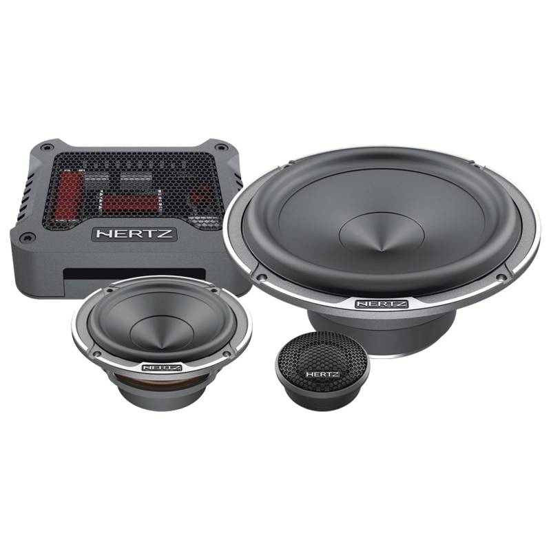 Hertz MPK 163.3 – 3-Wege-Komponentensystem 165 mm, Tiefmitteltöner mit Presspapiermembran, Tetolon-Hochtöner, 300 W Spitzenleistung von Hertz