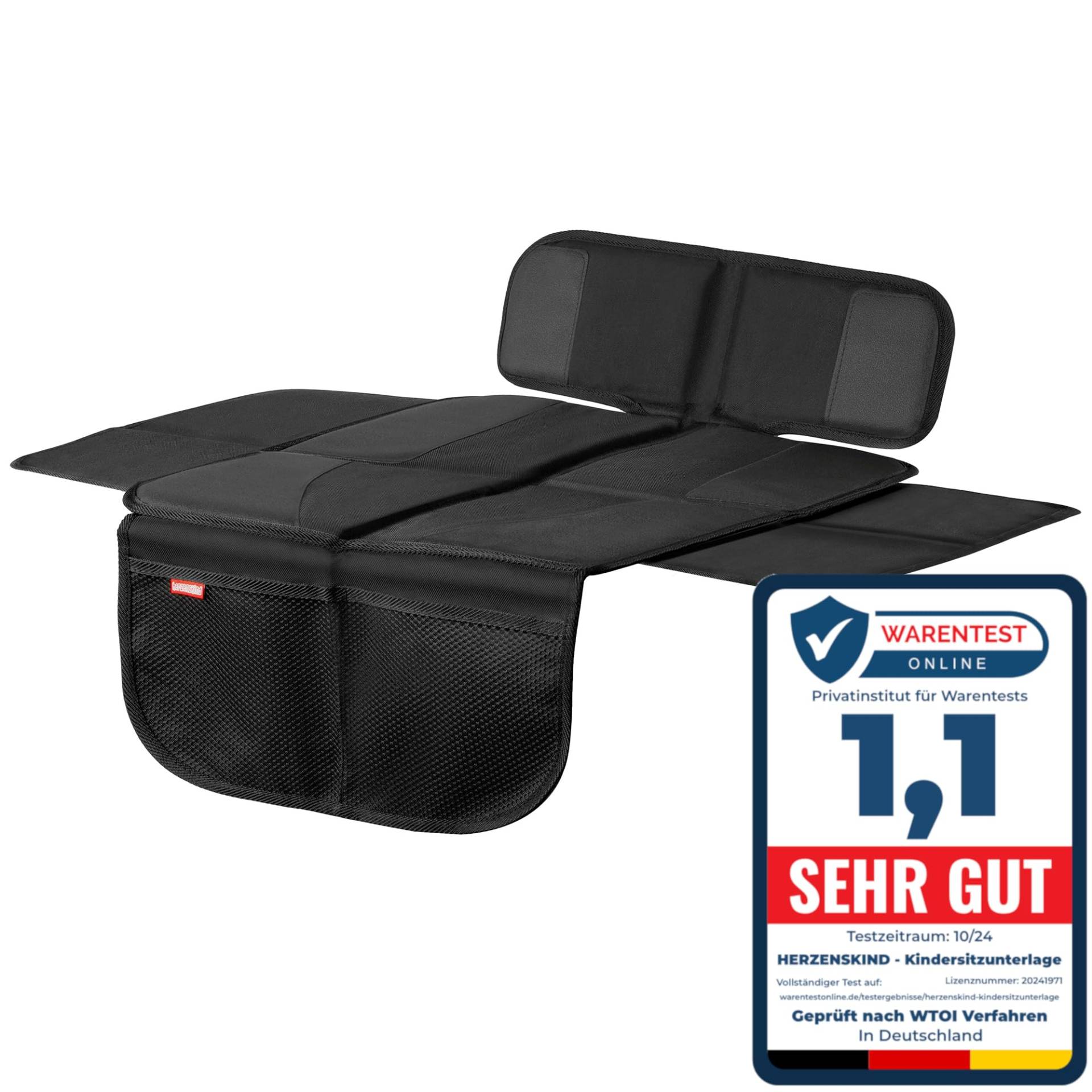 HerzensKind Premium Kindersitzunterlage, der Beste Schutz für Ihre Autositze, universeller Autositzschoner für Textil- und Ledersitze, ISOfix geeigneter Sitzschoner für alle Kindersitze (S (1-Pack)) von HerzensKind