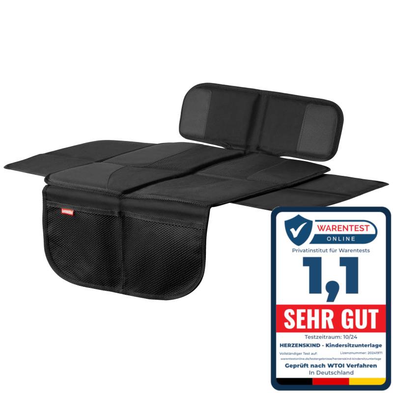 HerzensKind Premium Kindersitzunterlage, der Beste Schutz für Ihre Autositze, universeller Autositzschoner für Textil- und Ledersitze, ISOfix geeigneter Sitzschoner für alle Kindersitze (S (1-Pack)) von HerzensKind