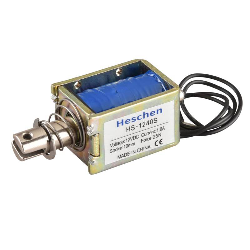 Hechen Magnetspule Elektromagnetnetz HS-1240S DC12V 1.6A 25N 10mm Hub Push Pull Type Open Frame Türschloss von Heschen