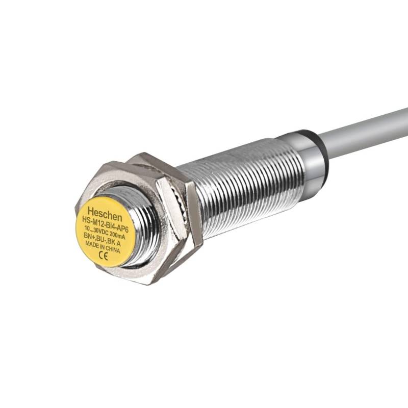 Heschen 4mm Induktiver Näherungsschalter, HS-M12-Bi4-AP6, eingebettet, zylindrischer Typ, DC10-30V 200mA, PNP NO (normalerweise offen), 3 Draht, CE von Heschen