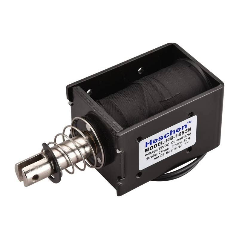 Heschen Magnet-Elektromagnet, HS-1683B, DC12V 8,9A, 25mm Hub, Kraft 80N, Push-Pull-Typ, offener Rahmen, Linearbewegung von Heschen