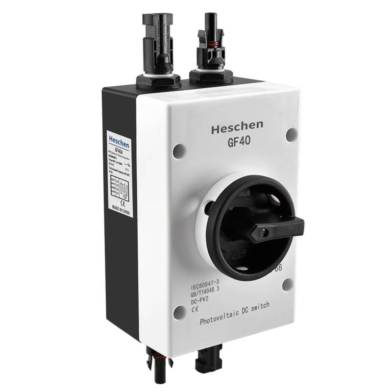 Heschen Photovoltaik DC Isolator Solarschalter, GF40, 32 A, 1200 V DC, 4 P, IP66 Solar Kombikasten, für Off/On Grid Solarsysteme, Solarpanel Solarstromsystem für Wohnmobile von Heschen