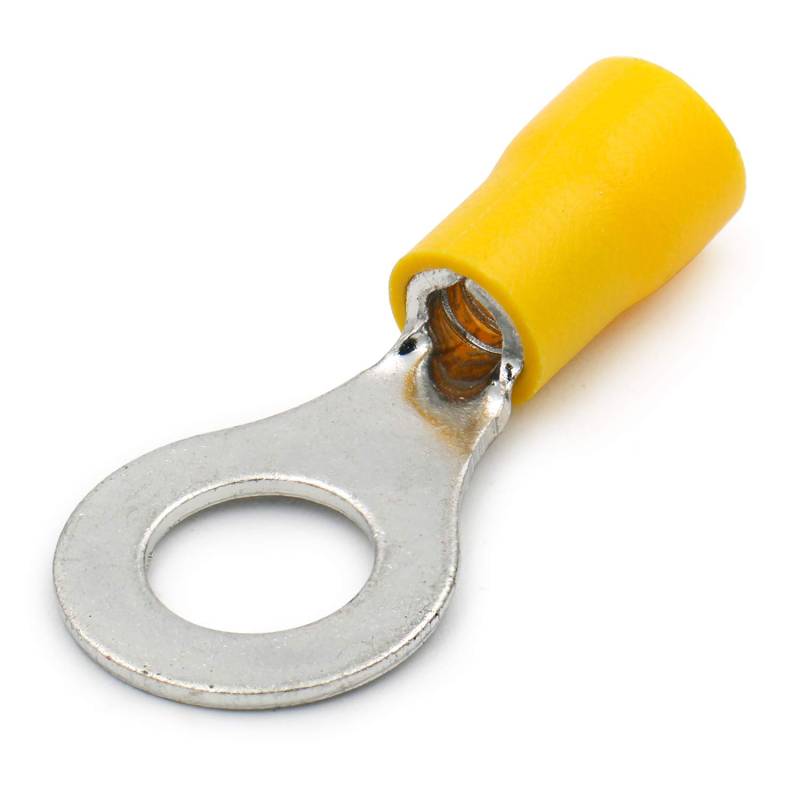 Heschen Ring Terminal Quetschverbinder Vinyl Isolierter Draht Elektrische Verbinder RV5.5–8 Ohrstecker Größe 5/40,6 cm für 4–6 mm² (12–10 AWG) gelb 100 Stück von Heschen