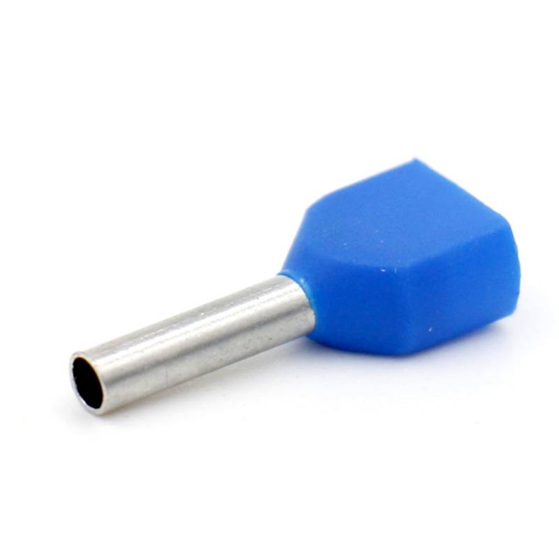 Heschen Twin Crimp TE7508 AWG 20 * 2/0,75 mm²*2, Zwillingsschnurendhülsen, blau, 1000 Stück von Heschen