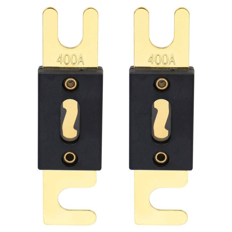 Heschen ANL-Sicherung, 400 A, für Kfz-Audiosysteme, goldfarben & schwarz, 2er-Pack, ANL-400 von Heschen