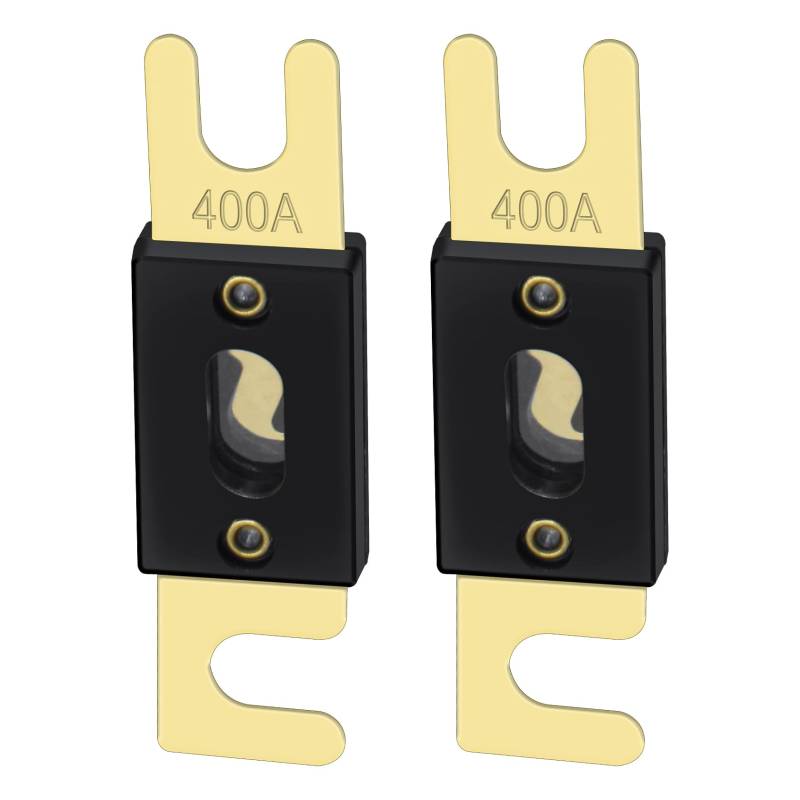 Heschen ANL-Sicherung, 400 A, für Kfz-Audiosysteme, goldfarben & schwarz, 2er-Pack, ANL-400 von Heschen