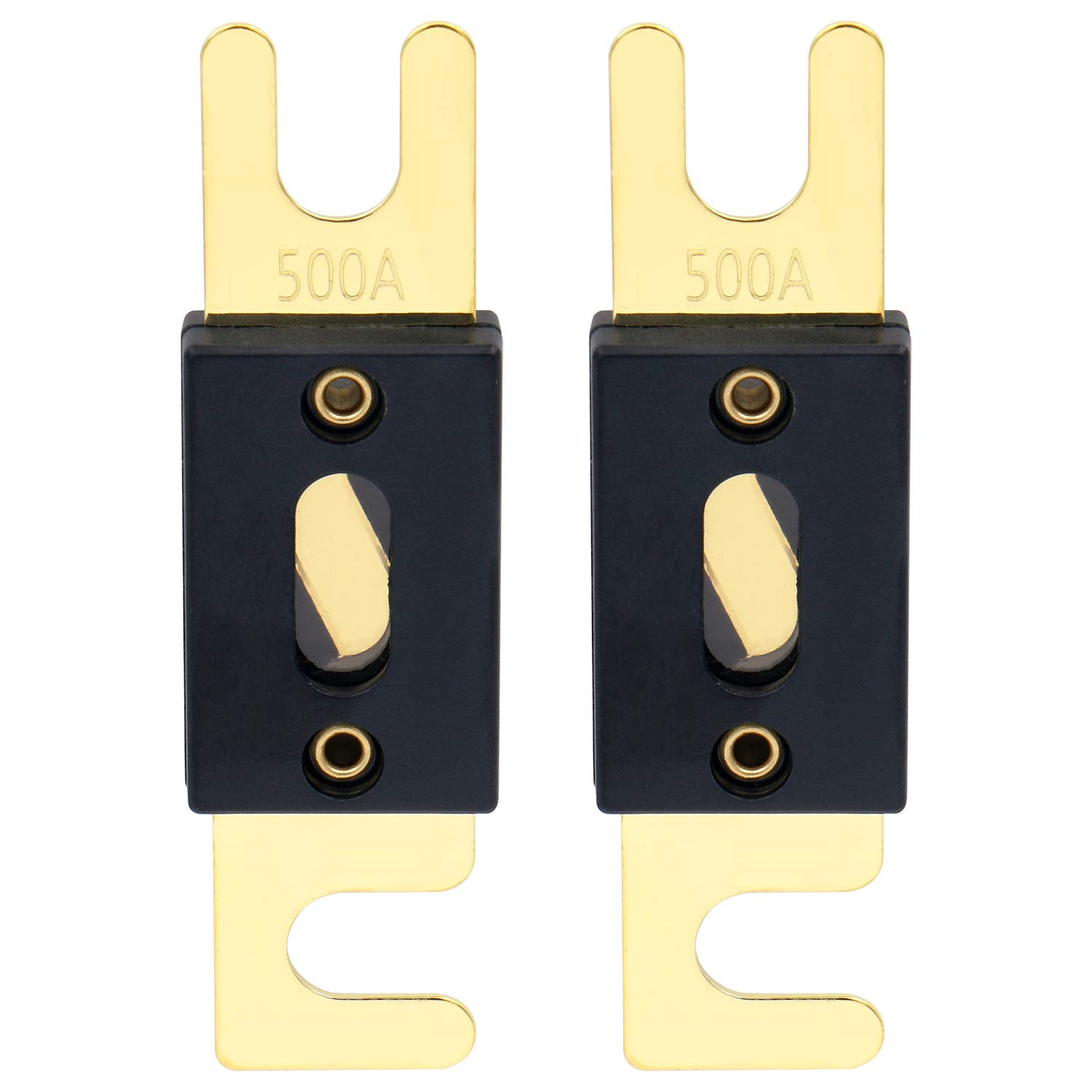 Heschen ANL-Sicherung, 500 A, für Kfz-Audiosysteme, goldfarben/schwarz, 2er-Pack, ANL-500 von Heschen