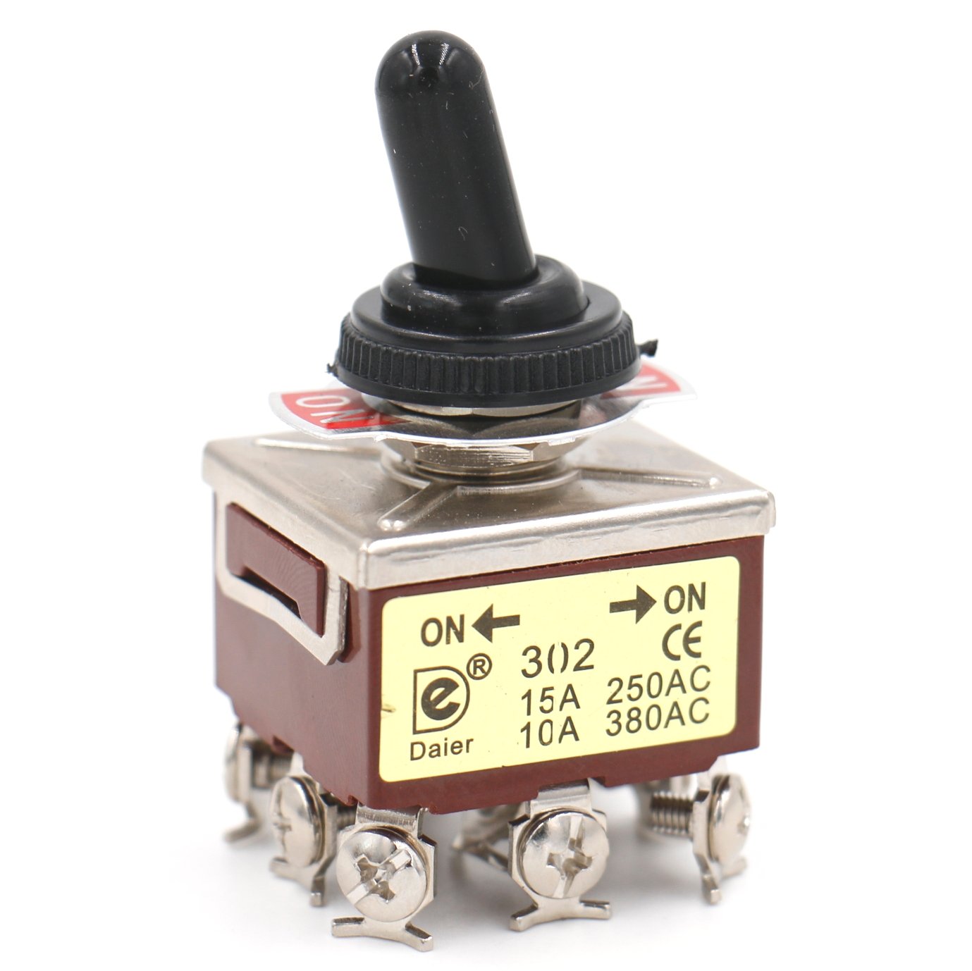 Heschen Metall-Kippschalter, HS-302, 3PDT, Gepflegt, ON/ON 2 Positionen, 15A 250VAC, 10A 380VAC, CE mit Wasserdichter Abdeckung Heschen Metall-Kippschalter, HS-302, 3PDT, Gepflegt, ON/ON 2 Positionen, 15A 250VAC, 10A 380VAC, CE mit Wasserdichter Abdeckung von Heschen