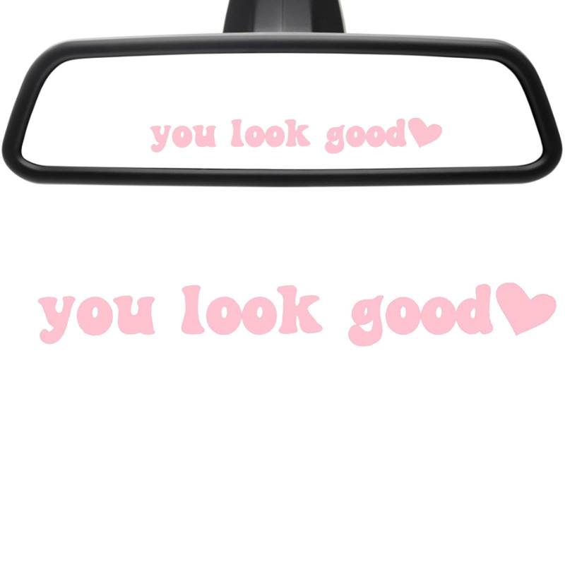 Auto-Rückspiegel-Aufkleber, Zitate für Autospiegelaufkleber, Motivierender Autospiegel-Aufkleber mit Zitaten, 9,9 x 1,8 cm, Wandtattoo „Sie sehen gut aus“ für Badezimmer Heshi von Heshi