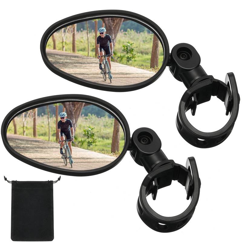 Fahrradspiegel 360 Grad Verstellbar Sicherer Drehbarer Lenkerspiegel Radfahren Rückansicht Spiegel Stoßfester Konvexer Acrylspiegel Rückspiegel für Mountainbike MTB (2 Stücke) von Hestya