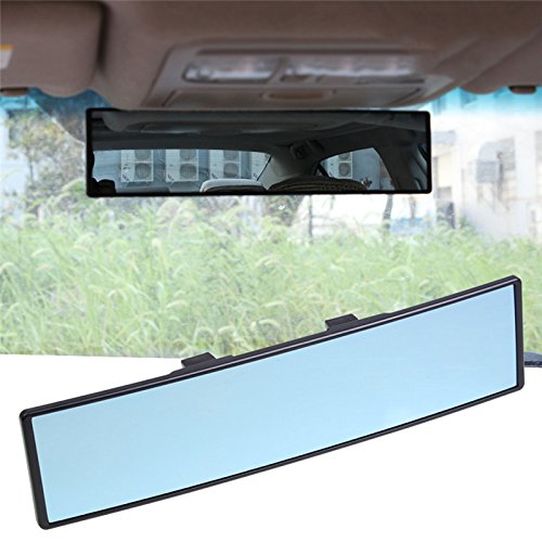 Weitwinkel-Rückspiegel, universal, gewölbt, konvexer Rückspiegel, zum Anklippen, Blendschutz, Blau, 30 cm, für SUV, LKW, Auto von Hete-supply