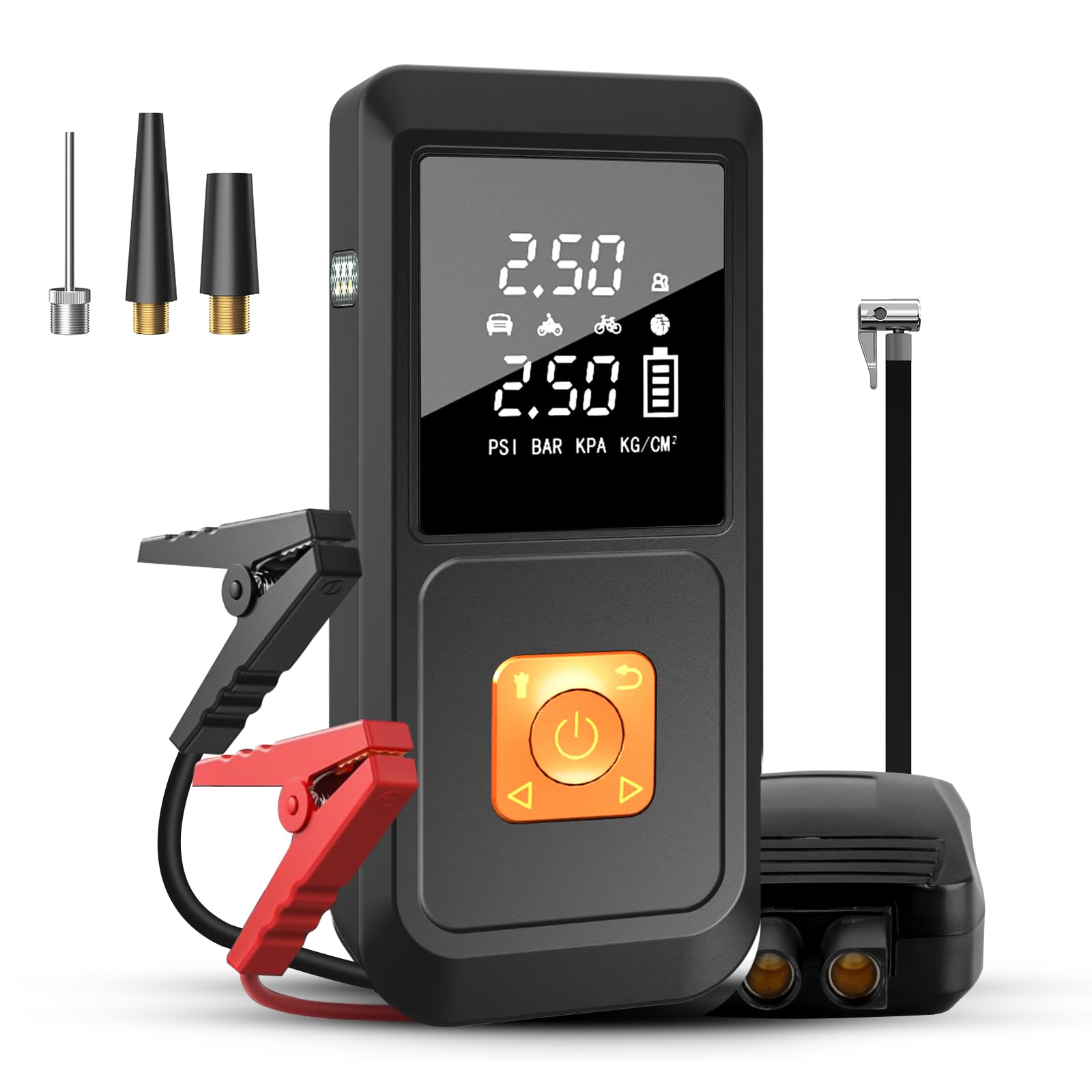 Hexinex Starthilfe Powerbank, 10000mAh Luftpumpe, Handy Powerbank mit LED Licht Multifunktional Powerbank, Tragbare Starthilfe Powerbank für Auto, Mini Kompressor mit für Fahrrad, Motorrad, Auto, Bäll Hexinex Starthilfe Powerbank, 10000mAh Luftpumpe, Handy Powerbank mit LED Licht Multifunktional Powerbank, Tragbare Starthilfe Powerbank für Auto, Mini Kompressor mit für Fahrrad, Motorrad, Auto, Bäll von Hexinex